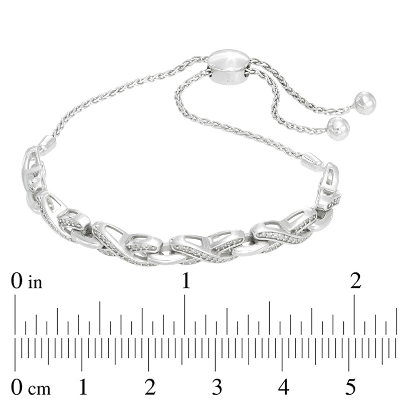 0.20 CT. T.W. Diamond "X" Bolo Bracelet in Sterling Silver - 9.5"|Peoples Jewellers