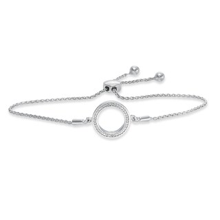 Diamond Accent Circle Station Bolo Bracelet in Sterling Silver - 9.5"