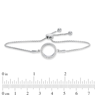 Diamond Accent Circle Station Bolo Bracelet in Sterling Silver - 9.5"