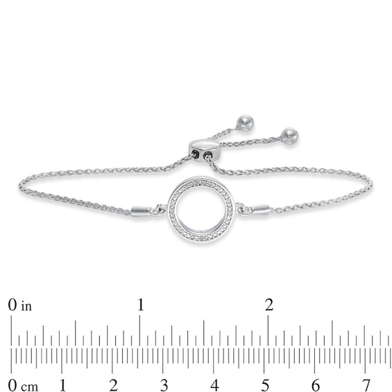 Diamond Accent Circle Station Bolo Bracelet in Sterling Silver - 9.5"