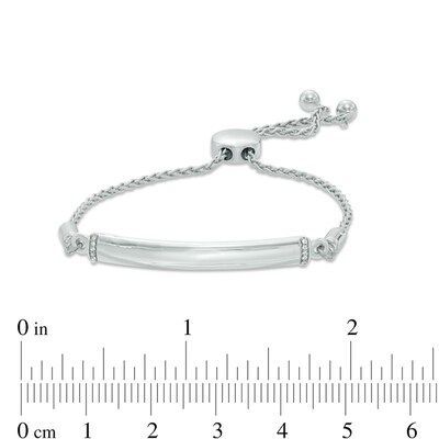 Diamond Accent Bar Bolo Bracelet in Sterling Silver - 8.0"