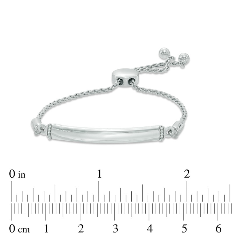 Diamond Accent Bar Bolo Bracelet in Sterling Silver - 8.0"
