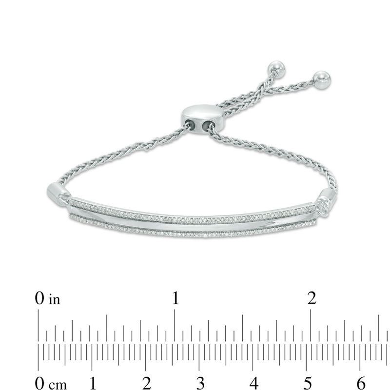 0.25 CT. T.W. Diamond Bar Bolo Bracelet in Sterling Silver - 9.5"