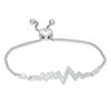 Thumbnail Image 0 of 0.20 CT. T.W. Diamond Heartbeat Bolo Bracelet in Sterling Silver - 9.5"