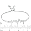 Thumbnail Image 1 of 0.20 CT. T.W. Diamond Heartbeat Bolo Bracelet in Sterling Silver - 9.5"