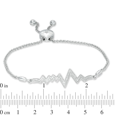 0.20 CT. T.W. Diamond Heartbeat Bolo Bracelet in Sterling Silver - 9.5"