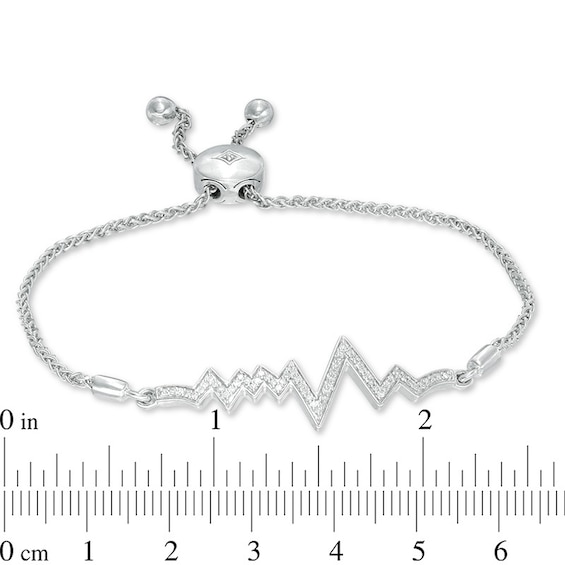 0.20 CT. T.W. Diamond Heartbeat Bolo Bracelet in Sterling Silver - 9.5"