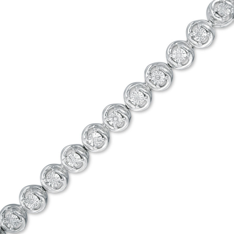 0.07 CT. T.W. Diamond Tennis Bracelet in Sterling Silver - 7.5"|Peoples Jewellers