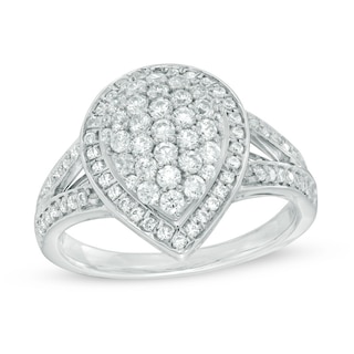 0.95 CT. W.T Pear-Shaped Composite Diamond Ring in Sterling Silver