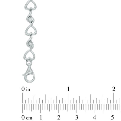 Diamond Accent Heart Link Bracelet in Sterling Silver - 7.5"