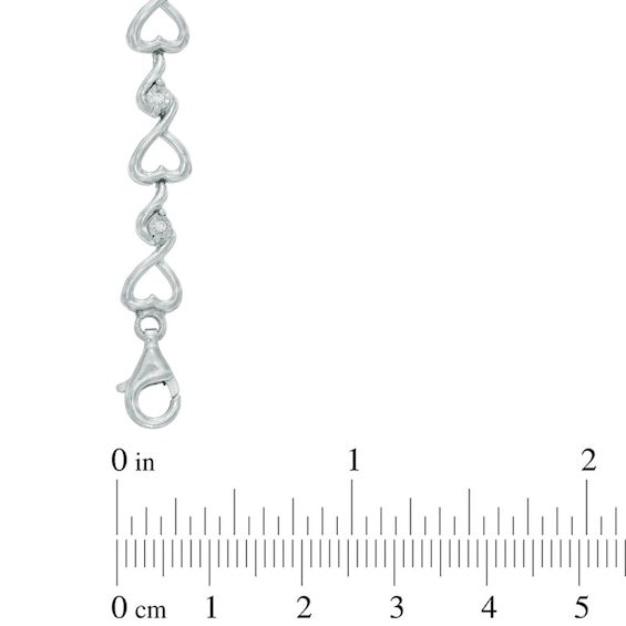 Diamond Accent Heart Link Bracelet in Sterling Silver - 7.5"