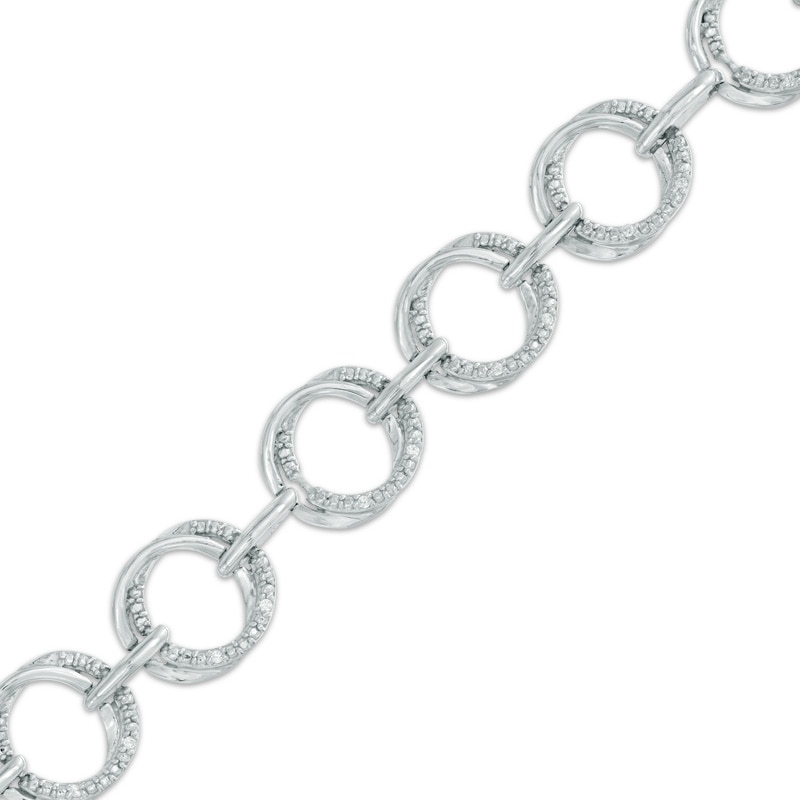 Diamond Accent Circular Link Bracelet in Sterling Silver - 7.5"|Peoples Jewellers