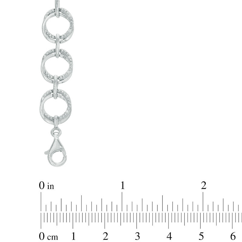 Diamond Accent Circular Link Bracelet in Sterling Silver - 7.5"