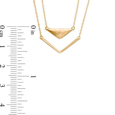 Abstract Chevron Double Strand Necklace in 10K Gold