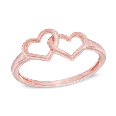 Double Heart Ring in 10K Rose Gold