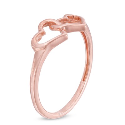 Double Heart Ring in 10K Rose Gold