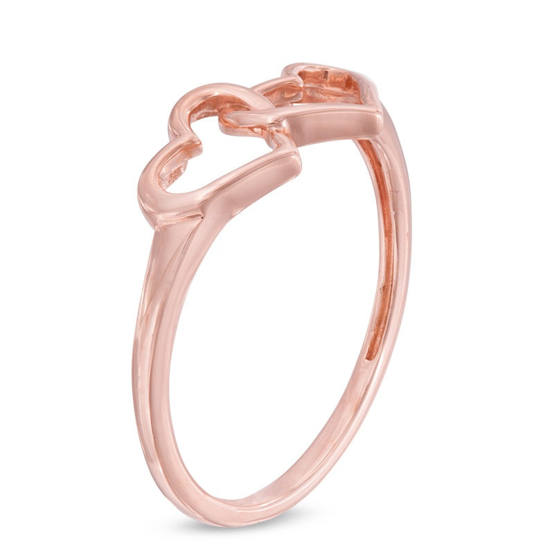 Double Heart Ring in 10K Rose Gold|Peoples Jewellers