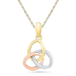 Triple Loop Pendant in 10K Tri-Tone Gold