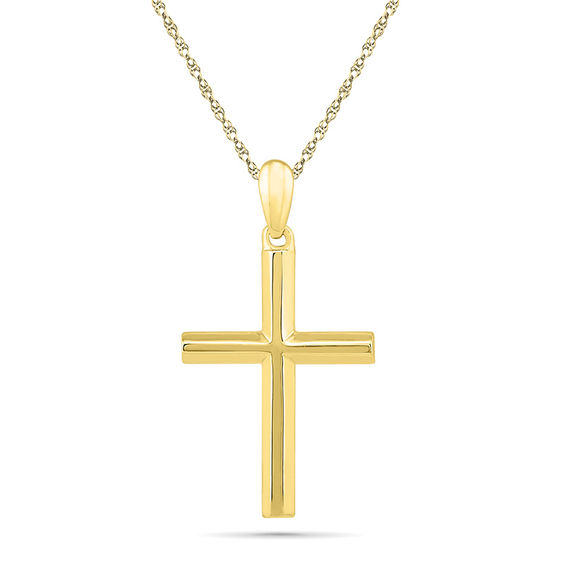 Mens 10k gold cross on sale necklace