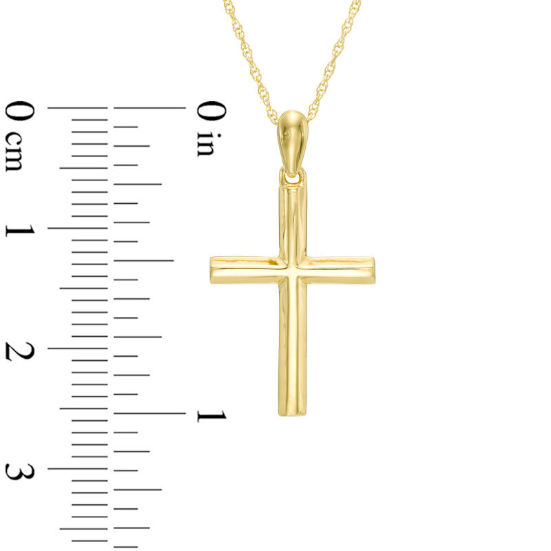 9ct Yellow Gold Plain Cross Pendant Necklace - thbaker.co.uk