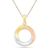 Open Circle Pendant in 10K Tri-Tone Gold