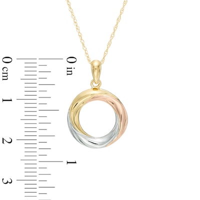 Open Circle Pendant in 10K Tri-Tone Gold