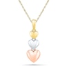 Thumbnail Image 0 of Triple Heart Linear Drop Pendant in 10K Tri-Tone Gold