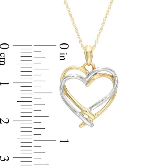 Double Intertwined Heart Pendant in 10K Two-Tone Gold