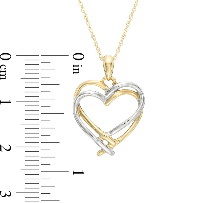 Double Intertwined Heart Pendant in 10K Two-Tone Gold|Peoples Jewellers