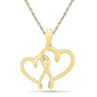 Double Heart Pendant in 10K Gold