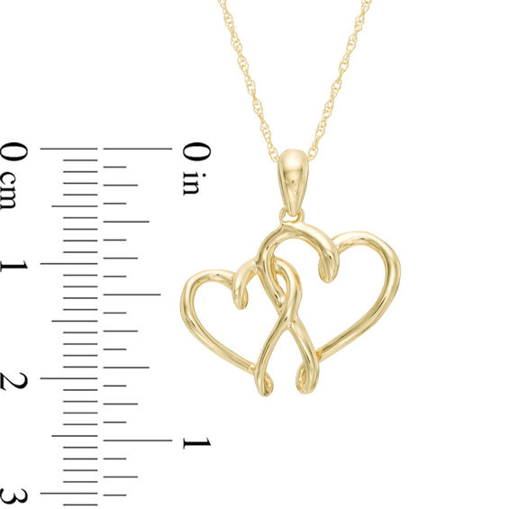 Double Heart Pendant in 10K Gold