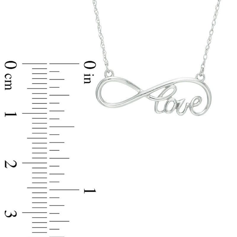 Sideways Infinity "LOVE" Necklace in 10K White Gold