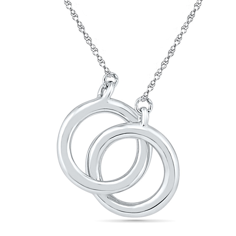 Interlocking Circles Necklace in 10K White Gold