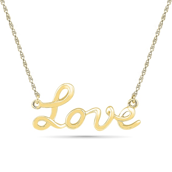 LOVE" Script Necklace in 10K Gold