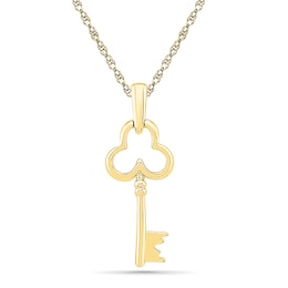 Clover Key Pendant in 10K Gold