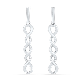 Cascading Twist Drop Earrings in 10K White Gold