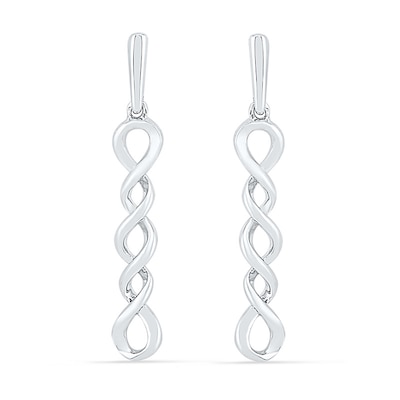 Cascading Twist Drop Earrings in 10K White Gold