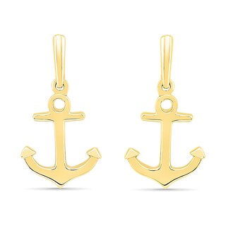 Anchor Drop Earrings in 10K Gold