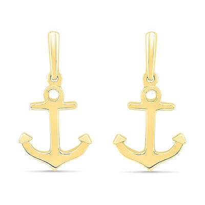 Anchor Drop Earrings in 10K Gold