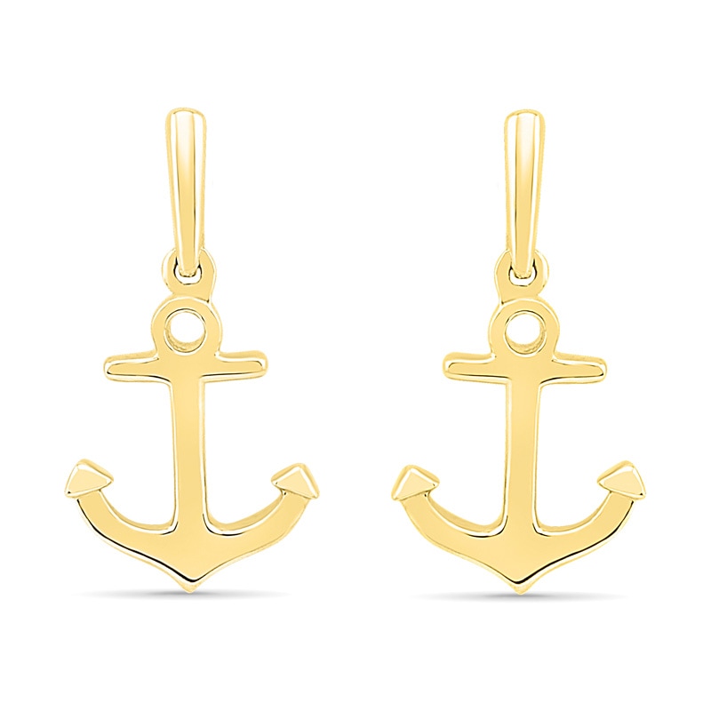 Anchor Drop Earrings in 10K Gold|Peoples Jewellers