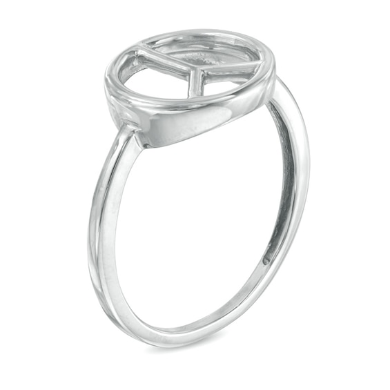 Peace Sign Ring in 10K White Gold