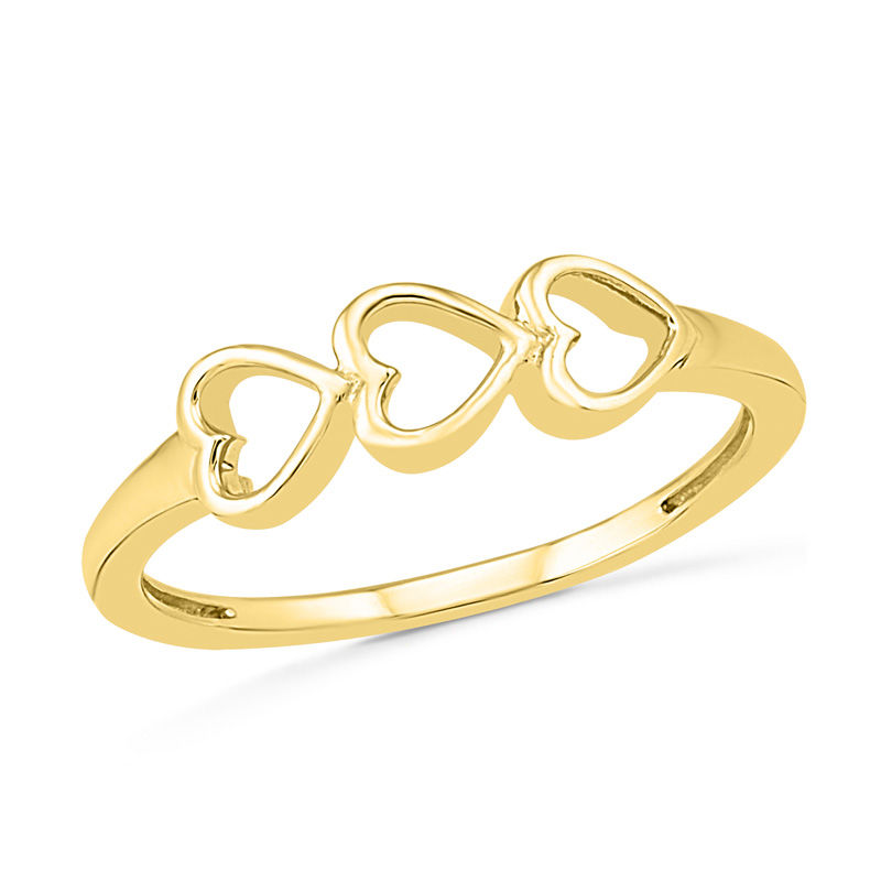 Triple Sideways Heart Ring in 10K Gold|Peoples Jewellers