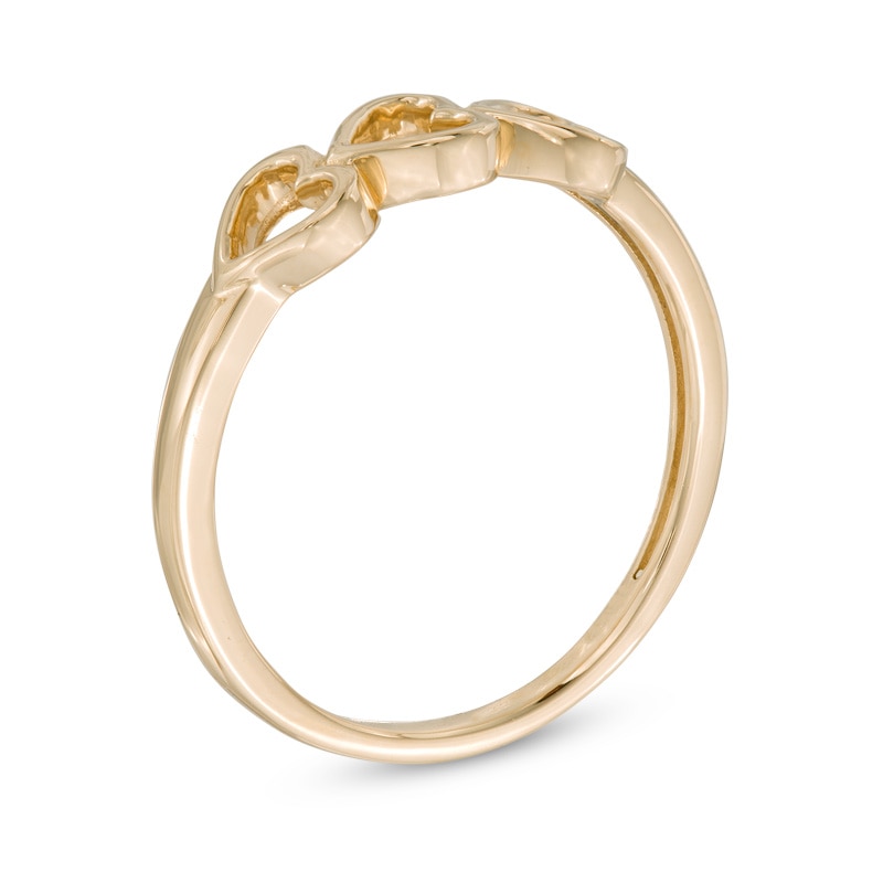 Triple Sideways Heart Ring in 10K Gold|Peoples Jewellers