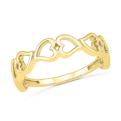 Alternating Hearts Ring in 10K Gold