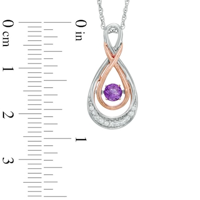 Unstoppable Love™ Amethyst and Diamond Accent Double Infinity Pendant in Sterling Silver and 10K Rose Gold