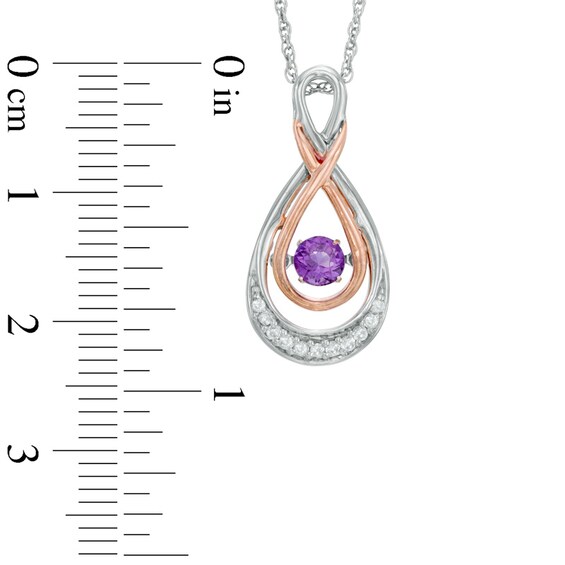 Unstoppable Love™ Amethyst and Diamond Accent Double Infinity Pendant in Sterling Silver and 10K Rose Gold