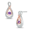 Thumbnail Image 0 of Unstoppable Love™ Amethyst and Diamond Accent Double Infinity Drop Earrings in Sterling Silver and 10K Rose Gold