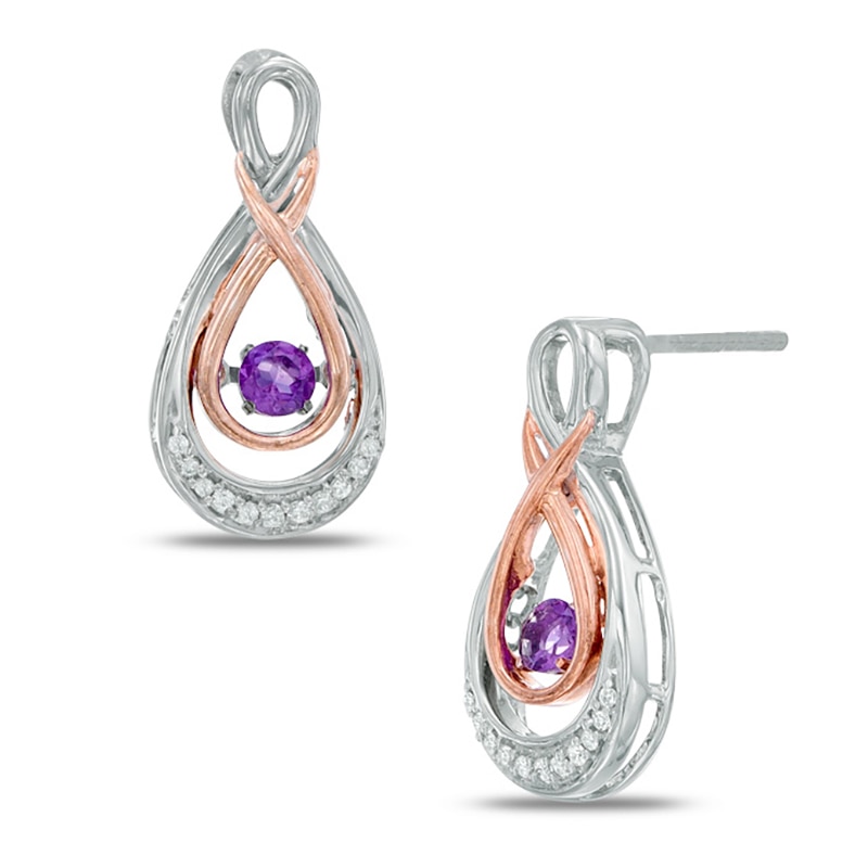 Unstoppable Love™ Amethyst and Diamond Accent Double Infinity Drop Earrings in Sterling Silver and 10K Rose Gold|Peoples Jewellers
