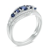 Thumbnail Image 1 of Lab-Created Blue Sapphire and 0.22 CT. T.W. Diamond Split Shank Bridal Set in 10K White Gold