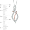 Diamond Accent Swirl Ribbon Pendulum Pendant in Sterling Silver and 10K Rose Gold